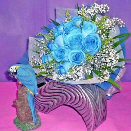 12 Blue Roses Handbouquet