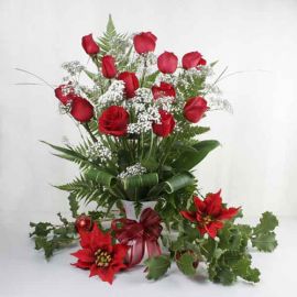 Red Roses Christmas Flowers 