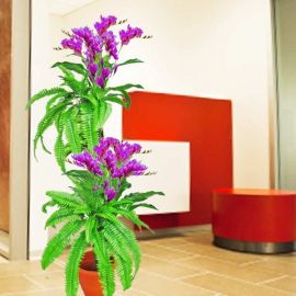 Artificial Flowering Plants With Boston Fern About 168cm Height