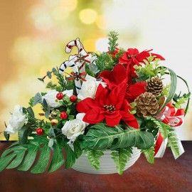 Artificial Poinsettia Christmas Arrangement 