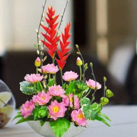 Artificial Pink Lotus Flower Arrangement