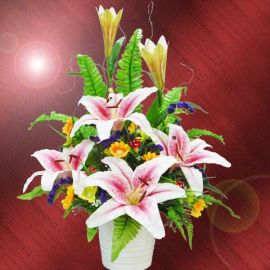 Artificial Pink Lilies Arrangement
