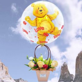 Hot Air Balloon (3D) With Flowers Arrangement