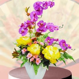 Artificial Phalaenopsis Orchids & Peony Table Arrangement