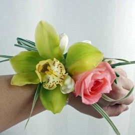 Green Cymbidium Orchid Wedding Wristlets