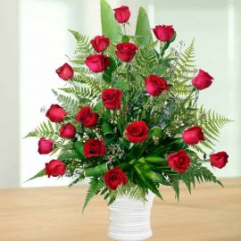 20 Red Roses Arrangement in ceramic Vase