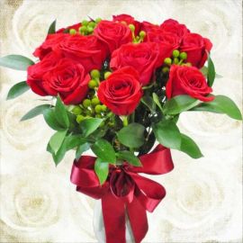 16 Red Roses In Glass Vase