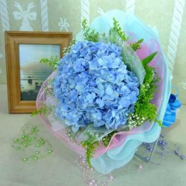Blue hydrangeas Small Hand Bouquet