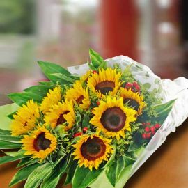 10 SunFlowers Hand Bouquet Delivery 