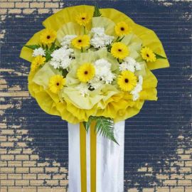 Yellow Gerbera Funeral Flower Stand 5 Feet Height